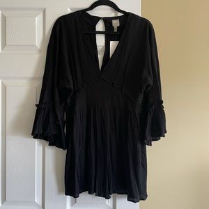 NWT ASOS Black Frill Bat-sleeve Romper
